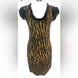 Aryeh  Fur Trim sweater Dress-size Small